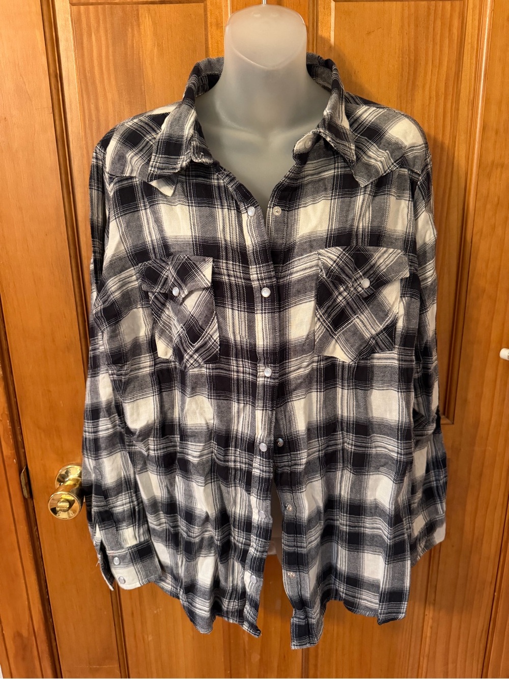 Wrangler Black and White Plaid Shirt